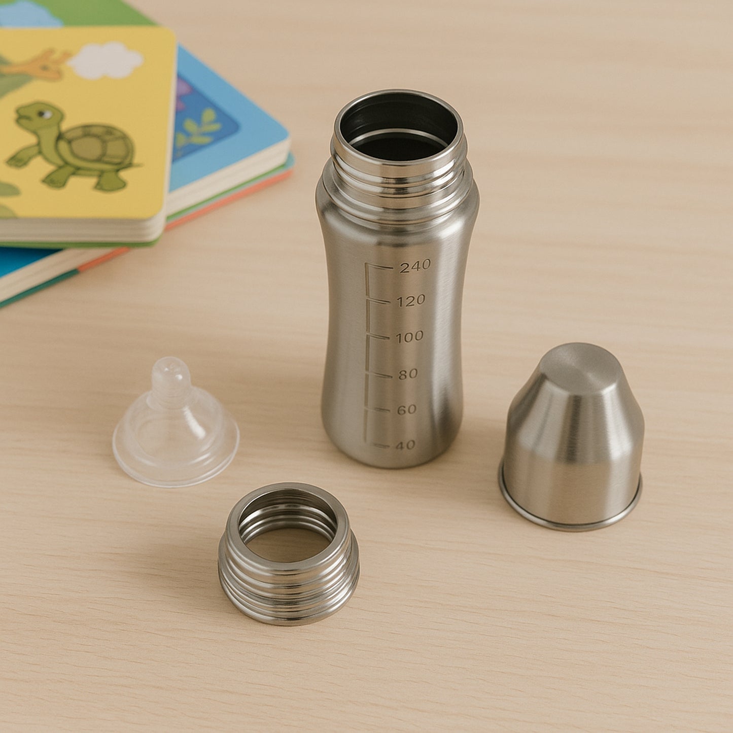 Ganesh Stainless Steel Baby Feeding Bottle Milk Bottle For New Born  Infants  Toddler Up To 3 Years Bfa Free (250 Ml Approx)