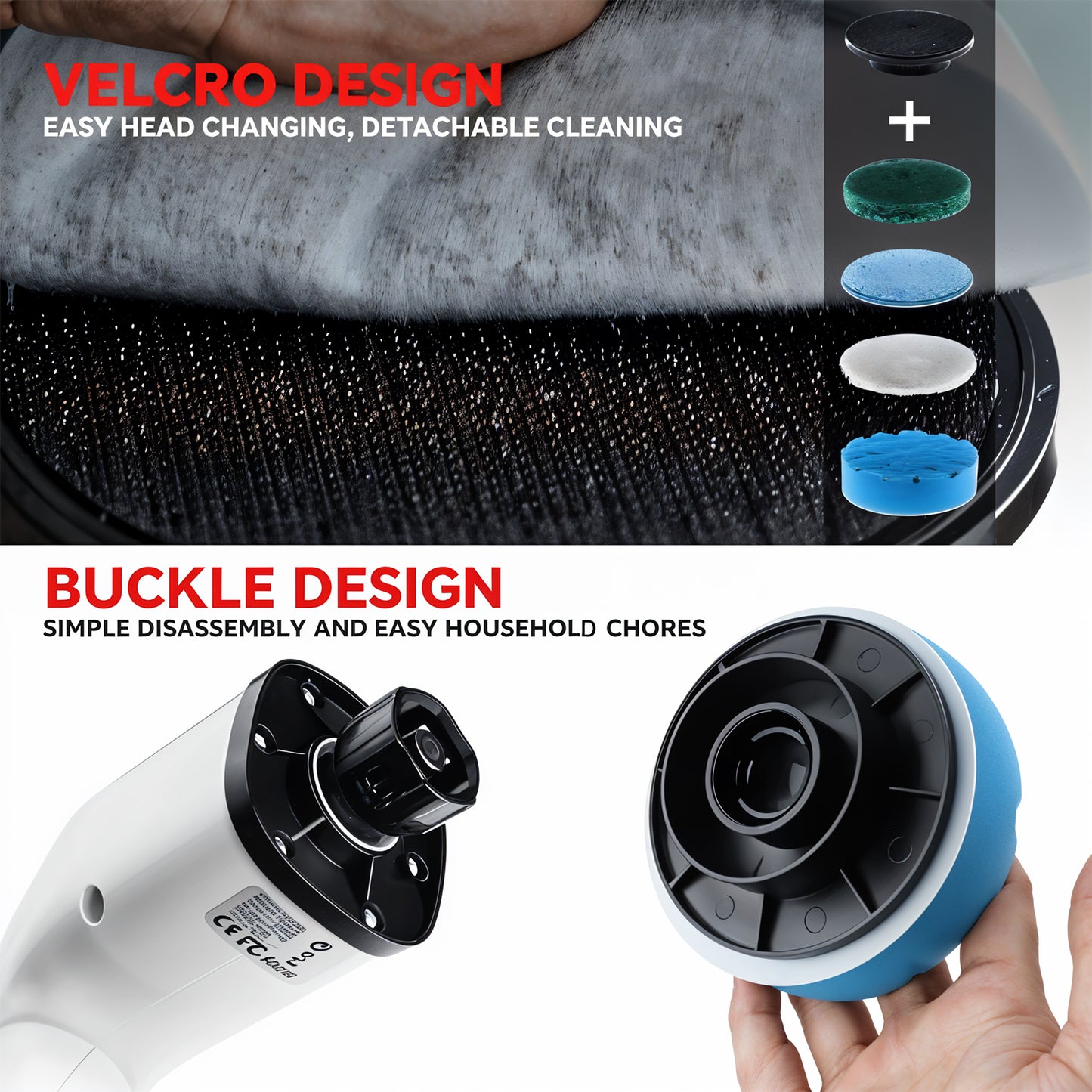 7-In-1 Electric Spin Scrubber Cleaning Brush With Extension Handle (1 Set)