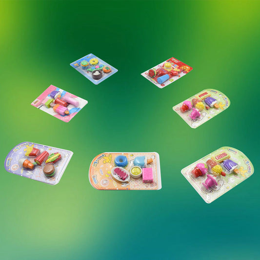 Mix Design 1Set Fancy  Stylish Colorful Erasers For Children Different Designs  Mix Eraser Set For Return Gift Birthday Party School Prize (1Set 5Pc)