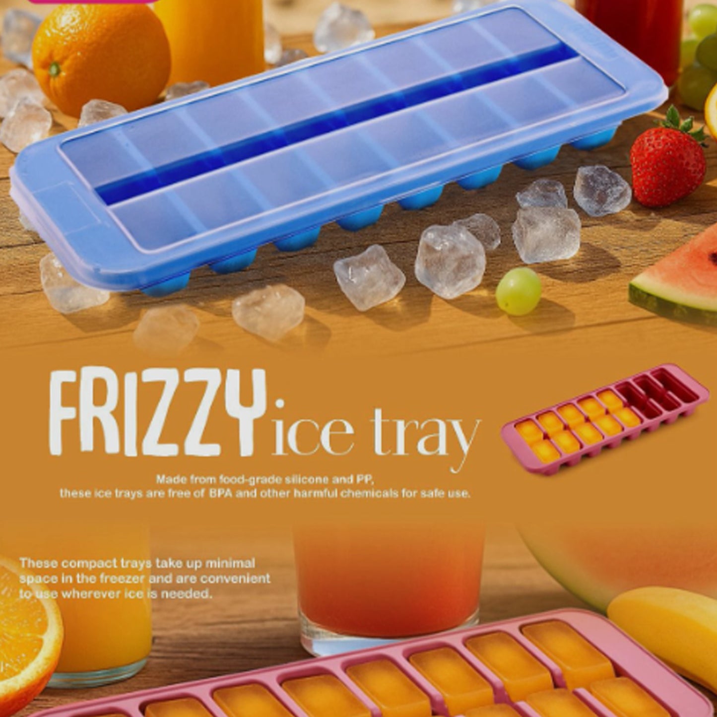 Supermom Frizzy Ice Tray With 2-In-1 Compartment For Ice Cubes And Storage Box (1 Pc)