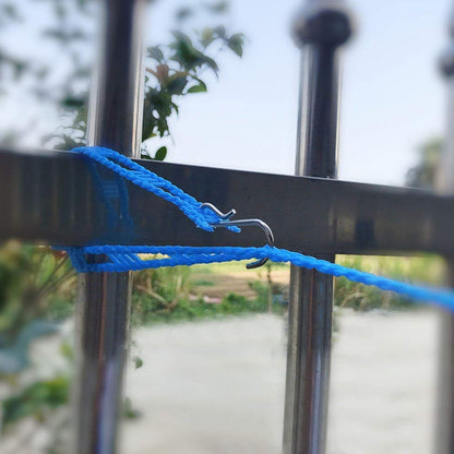 3 Meters Windprood Anti-Slip Clothes Washing Line Drying Nylon Rope With Hooks Durable Camping Clothesline Portable Clothes Drying Line Indoor Outdoor Laundry Storage For Travel Home Use (3 Mtr.)