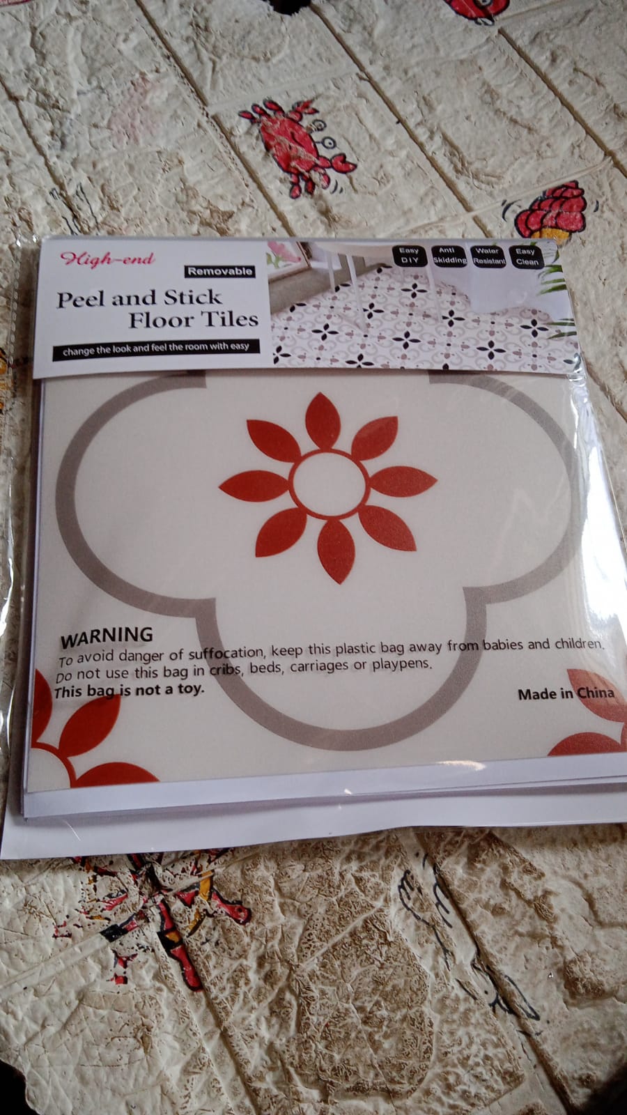 Peeland Stick Floor Tiles Kitchen  Bathroom Backsplash Sticker Detachable Waterproof Diy Tile Stickers For Wall Decoration Tiles Home Decoration (8X8 Inch  10 Pcs Set)