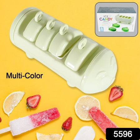 Cartoon Shape Mold Ice Candy Popsicle Mold Ice Plastic Ice Candy Maker Kulfi Maker Molds Set With 4 Cups (1 Pc  Multicolor)