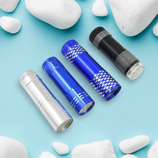 Portable Mini Torch Super-Bright Mini 9 Led Bulb Pocket Torches - Torch Flashlight For Camping Hiking Diy Travelling Outdoors And More 3 Battery Operated (Battery Not Included  1 Pc  Mix Color)