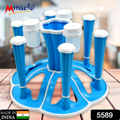 Miracle Plastic Glass Stand  Tumbler Holder  Glass Holder For Kitchen  Dining Table 6 Glasses Stand With 3 Pepper Salt (Moq - 2 Pcs)