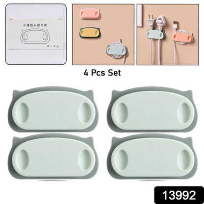Pig Plug Wire Organizer Cable Holder Clips With Self-Adhesive Pad (4 Pcs Set)