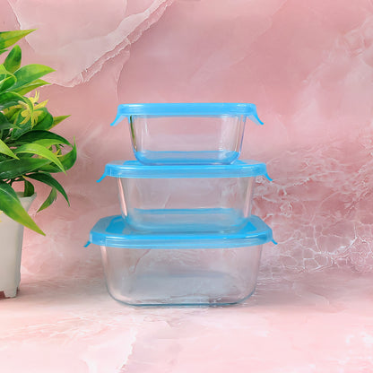 Premium Quality 3-Piece Square Glass Food Storage Container  Bowl Set