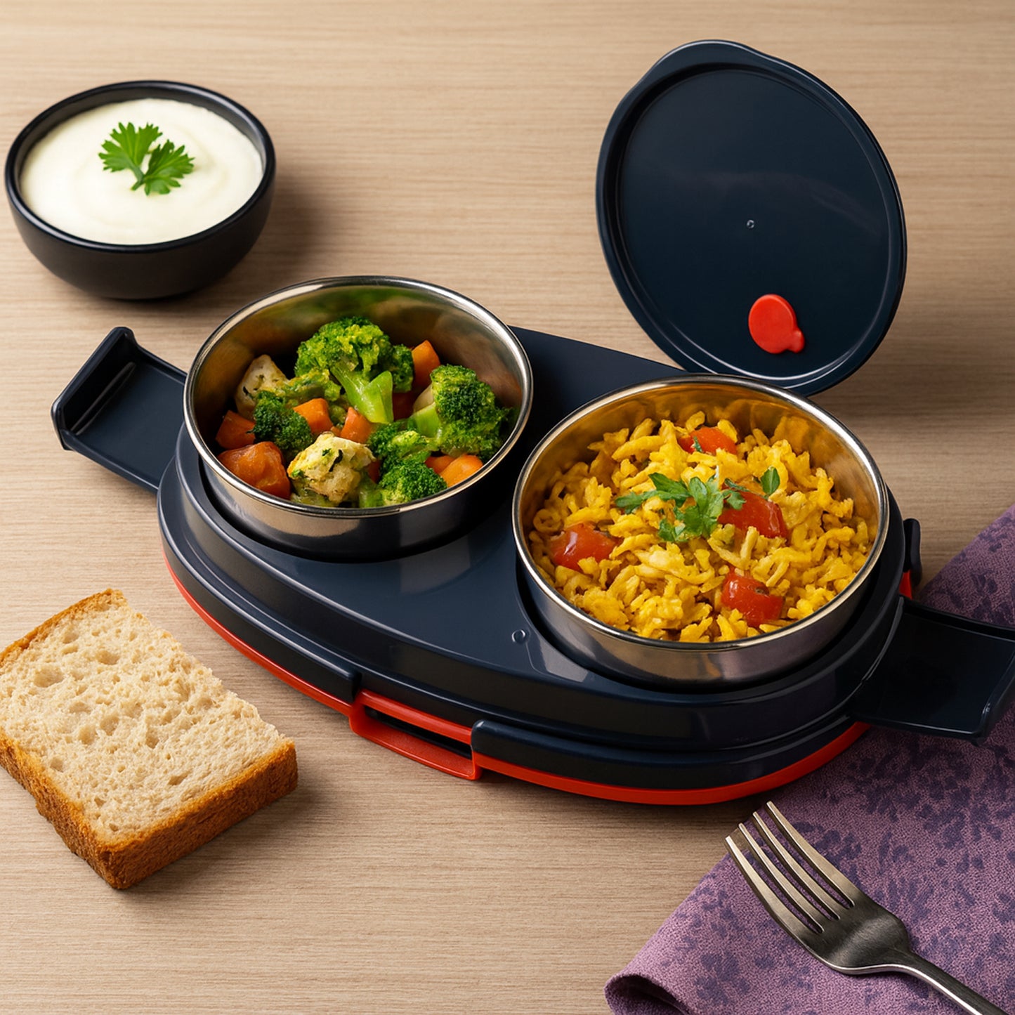 Orbitelectric Lunch Box With Dual Stainless Steel Containers Set