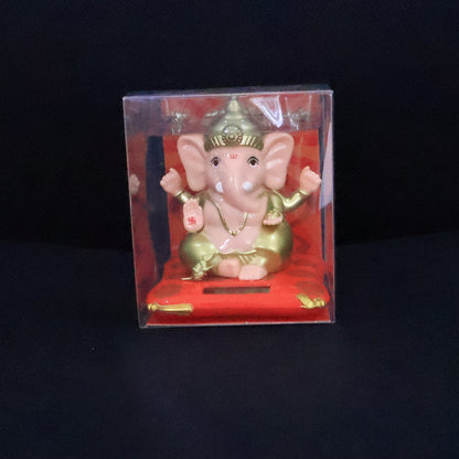 Decorative Medium Lord Ganesh Idol Decorative Statue With Solar-Powered Base (1 Pc)