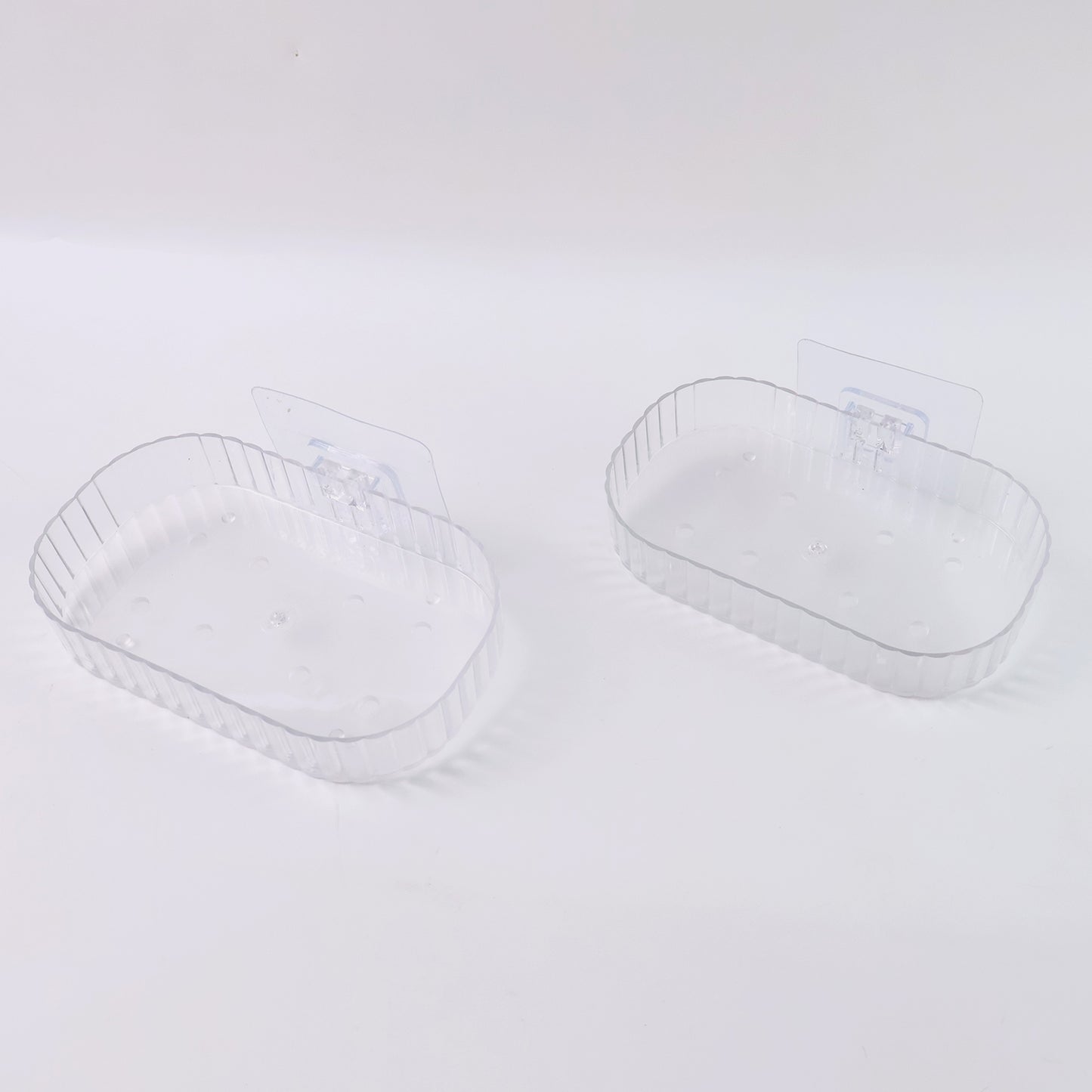 Selfadhesive Transparent Wall Mounted Soap Dish Holder (2 Pc)