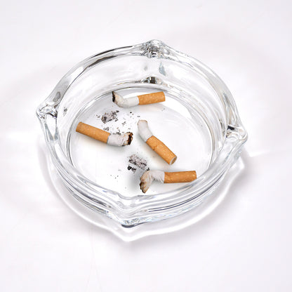 Glass Brunswick Crystal Quality Cigar Cigarette Ashtray Round Tabletop For Home Office Indoor Outdoor Home Decor