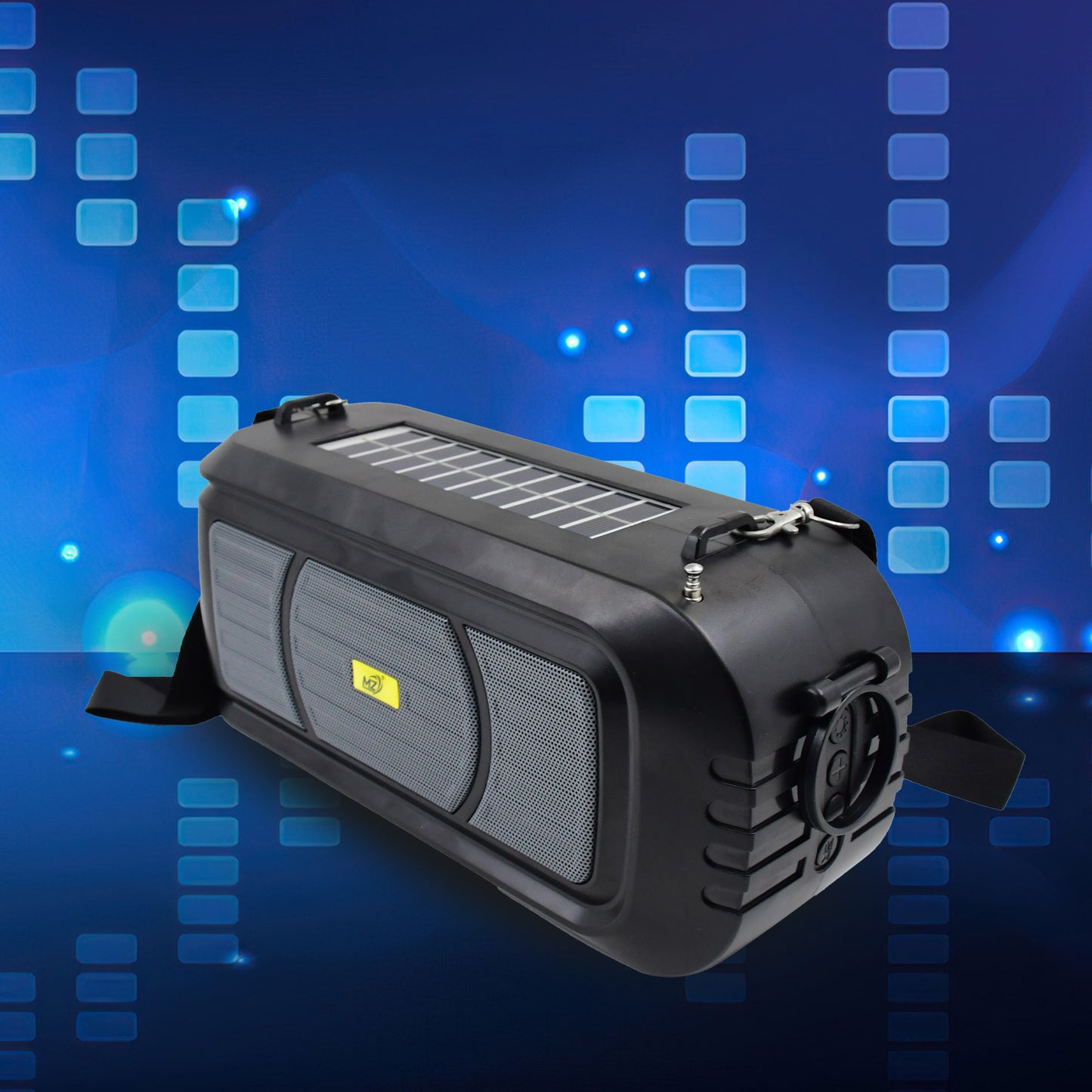 Wireless Bluetooth Speaker 5W High Bass With Wireless Mic  Microphone Led Torch Solar Charging Support Usb  Adjustable Strap (1 Set)