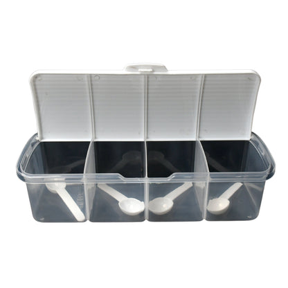 Kitchen Multipurpose Air-Tight 4 Sections Storage Containers  Masala Boxpickle (Achar) Jar With 4 Spoon For Each Section (1 Pc  Mix Color)