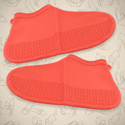 Non-Slip Silicone Rain Reusable Anti Skid Waterproof Fordable Boot Shoe Cover (Medium Size  1 Pair  Red)