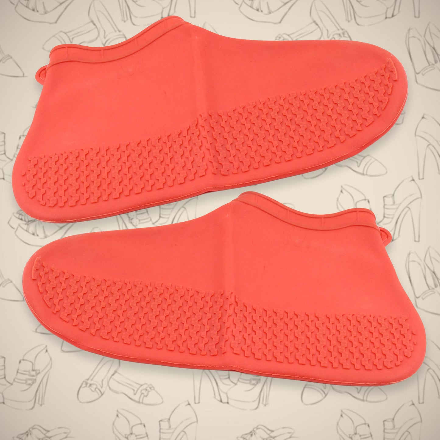 Non-Slip Silicone Rain Reusable Anti Skid Waterproof Fordable Boot Shoe Cover (Medium Size  1 Pair  Red)