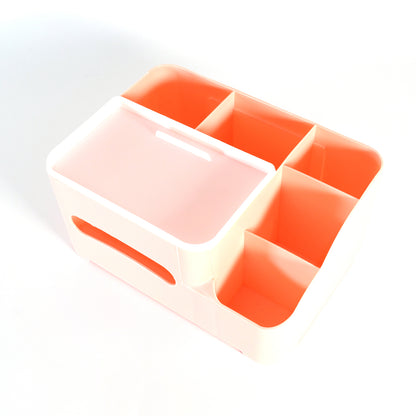 Tissue Paper Storage Holder Stationery Storage Remote Control Decorative Pen Pencil Napkin Mobile Phone Multi-Function Desk Storage Organizer For Home And Office (6 Compartment)