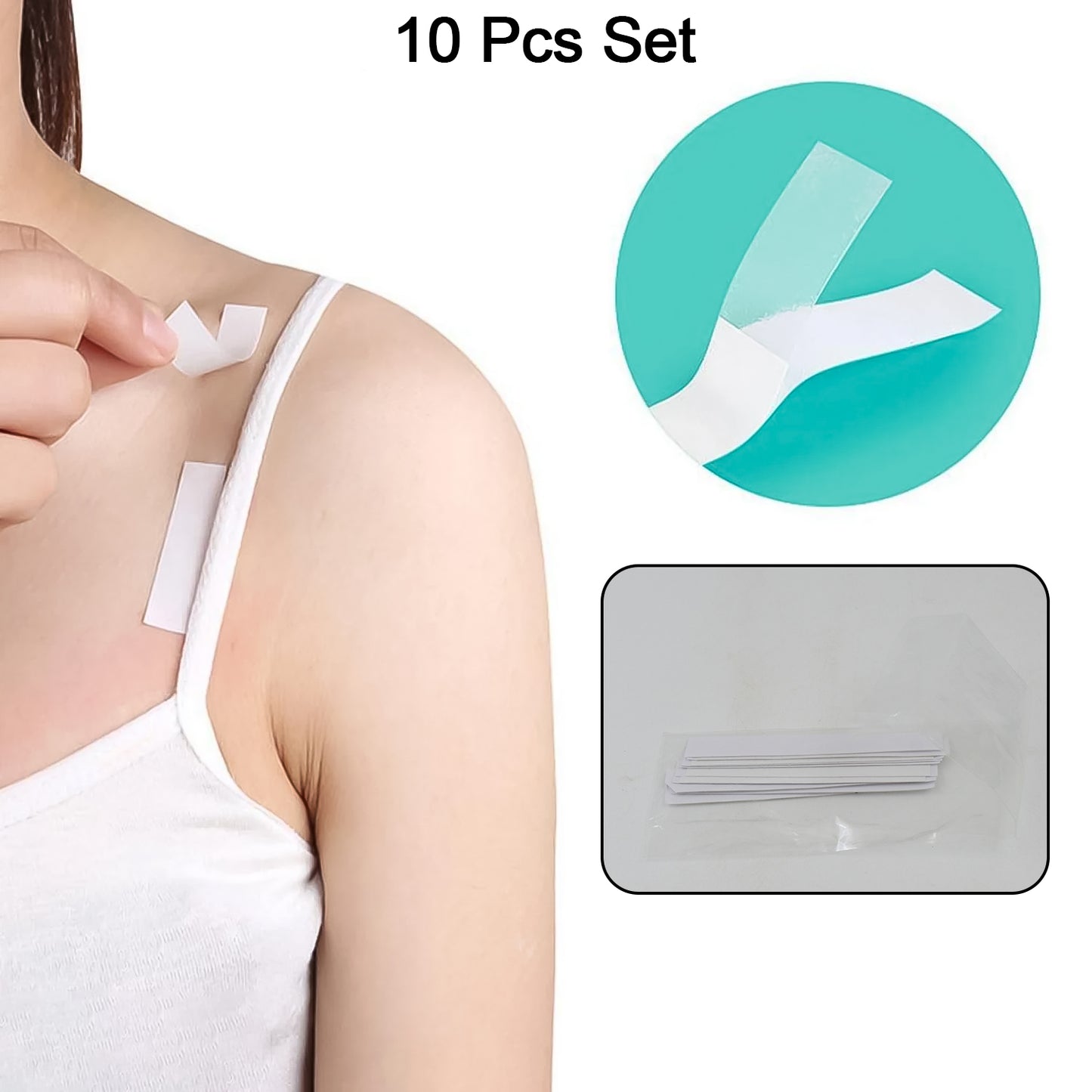Waterproof Anti-Skid Disposable Double Sided 10 Adhesive Transparent Clear Medical Tape For Lingerie (10 Pcs Set)
