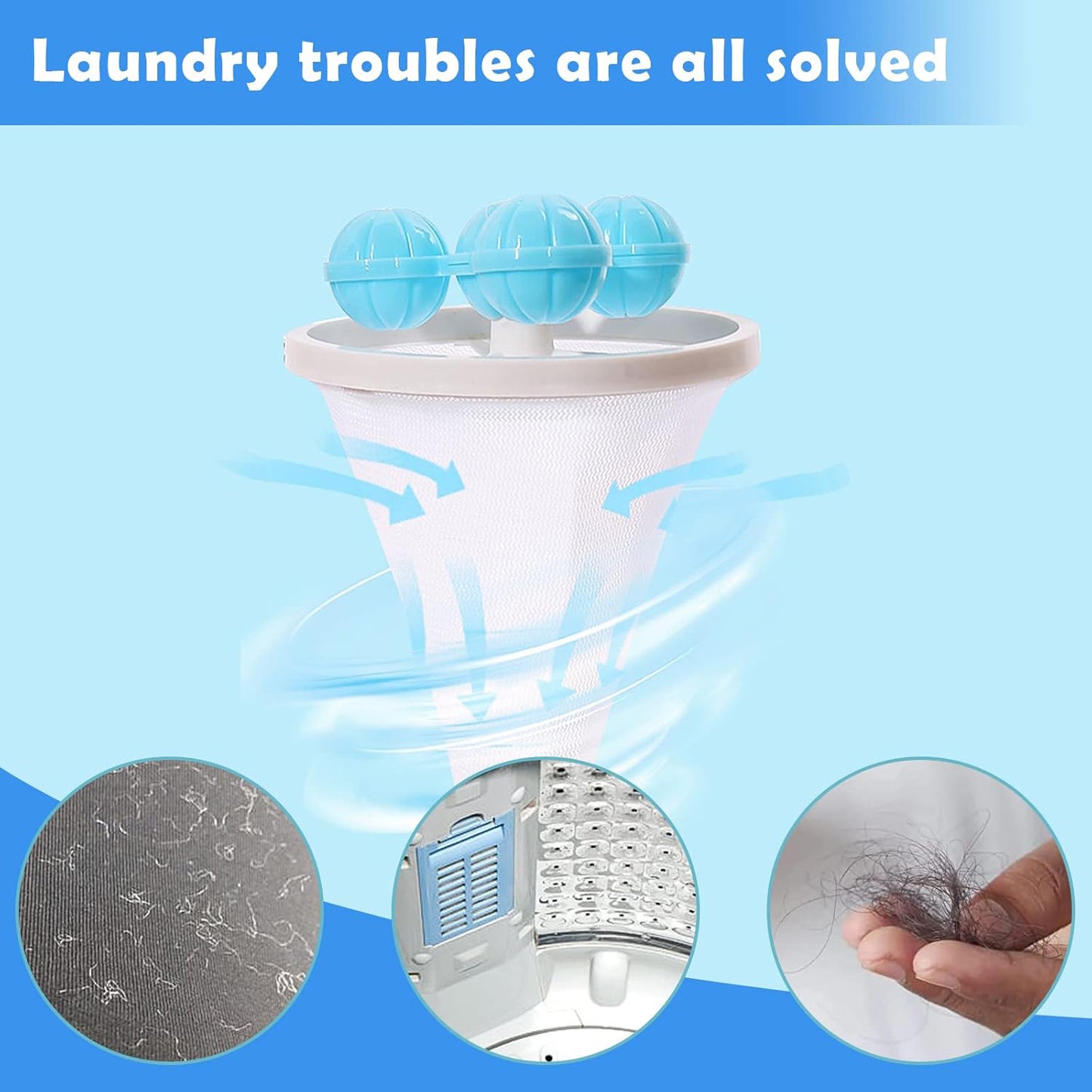 Laundry Ball Floating Pet Fur Lint Hair Catcher Household Reusable Washing Machine Floating Lint Mesh Bag Hair Filter Net Pouch Washing Lint Hair Remover Net Mesh Bag Dryer (1 Pc)