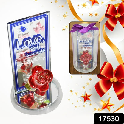 Lovely Rose Gift Showpiece Love Showpiece Valentines Day Gift Cute Anniversary Wedding Birthday Boyfriend Husband Romantic Unique Gift Set Home Decoration Gift Set (1 Pc)