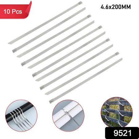Multipurpose Stainless Steel Cable Tie (10 Pcs Set  4.6X200Mm)