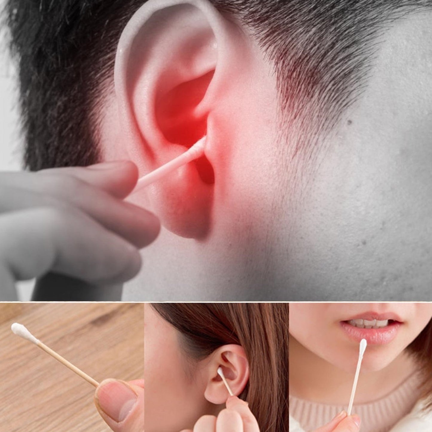 Cotton Swabs Bamboo With Wooden Handles For Makeup Clean Care Ear Cleaning Wound Care Cosmetic Tool Double Head Biodegradable Eco Friendly (Pack Of 20)