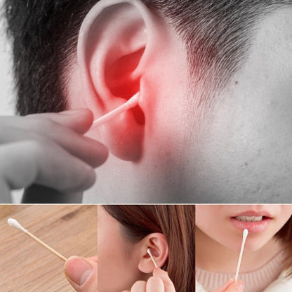Cotton Swabs Bamboo With Wooden Handles For Makeup Clean Care Ear Cleaning Wound Care Cosmetic Tool Double Head Biodegradable Eco Friendly (Pack Of 20)