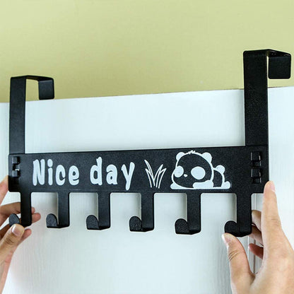 Heavy-Duty Carbon Steel Cartoon Nice Day Over Door Hook Hanger Rack Towel Hanger Removable Door Hook Coat Scarf Cloths Hanger (1 Pc  6 Hook)