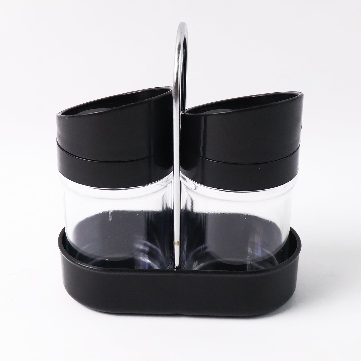 Apexhelix Salt N Pepper 2-Piece Plastic Jar Set With Stand