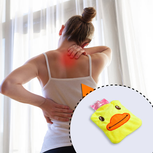 Yellow Duck Small Hot Water Bag With Cover For Pain Relief Neck Shoulder Pain And Hand Feet Warmer Menstrual Cramps.