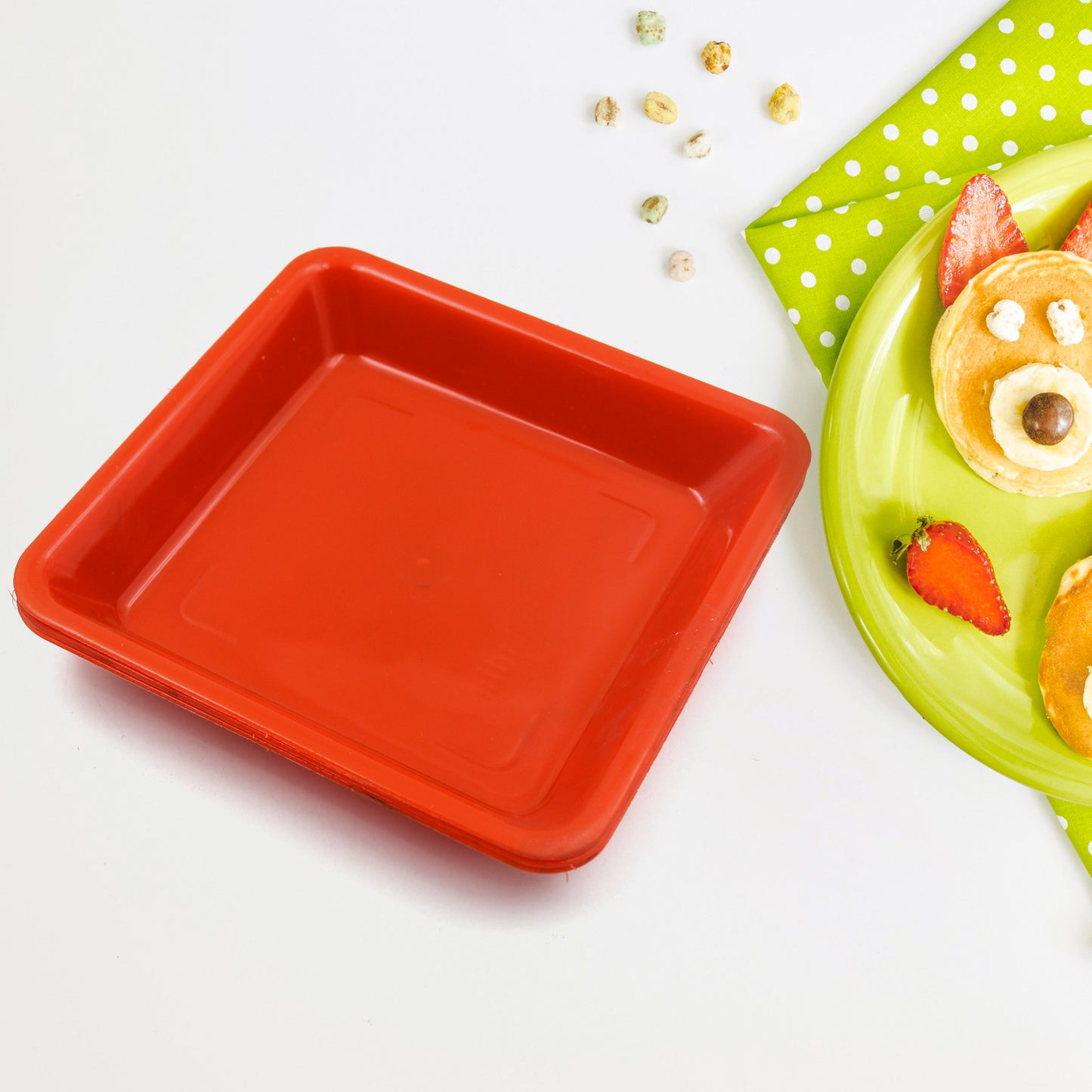 Square Plastic Halwa Dinner Plate Snacks  Breakfast Restaurant Serving Trays Home School Coffee Hotel Kitchen Office (3 Pcs Set)