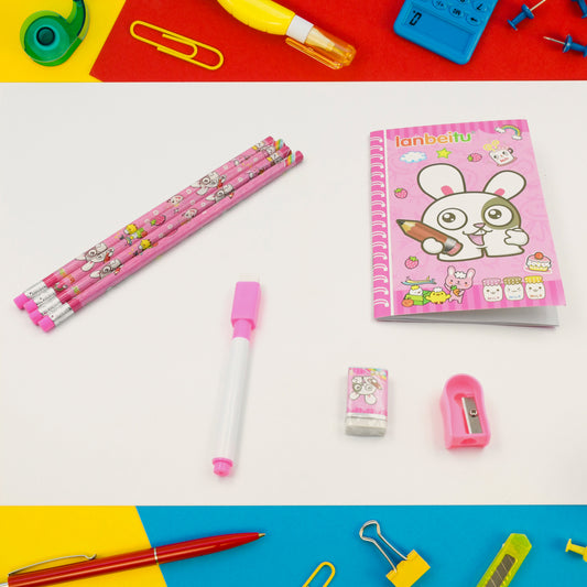 Stationery Kit For Kids - Stationery Set Includes Wooden Pencil Sharpener Pencil And Eraser Set Small Diary School Supply Set Birthday Return Gift For Kids Boys Girls (8 Pc Set)