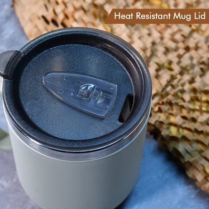 Ganesh Premium Stainless Steel Coffee Mug With Heat Resistant Mug Lid. Approx 400Ml Mug.