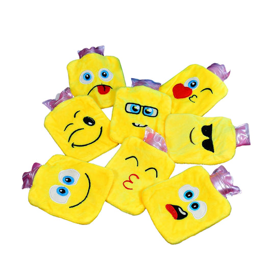 1Pc Mix Emoji Designs Small Hot Water Bag With Cover For Pain Relief Neck Shoulder Pain And Hand Feet Warmer Menstrual Cramps.