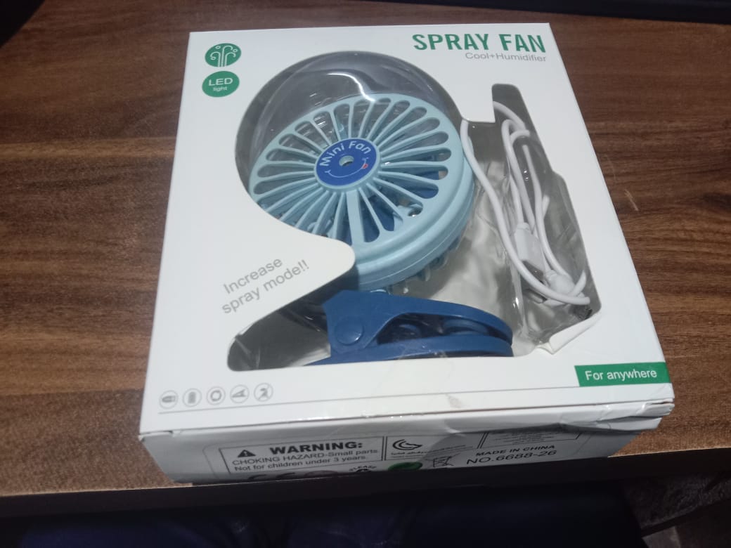 Portable Clip-On Fan Battery Operated With Light  Spray Small Yet Powerful Usb Table Fan 3-Speed Quiet Rechargeable Mini Desk Fan 360 Rotation Personal Cooling Fan For Home Office Camping