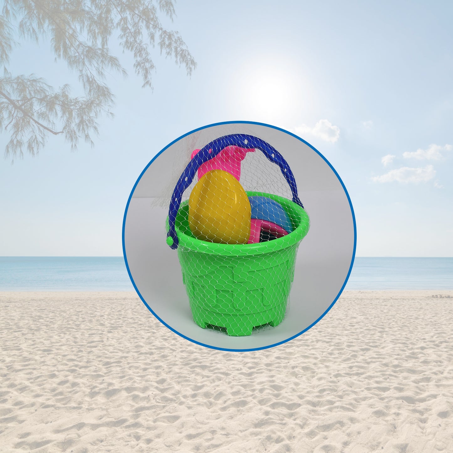 Sand Game Castle Building Plastic Beach Toy Set For Kids Summer Fun Creative Activity Playset Gardening Tool With Accessories  Bucket-Pack Of 6 Pcs