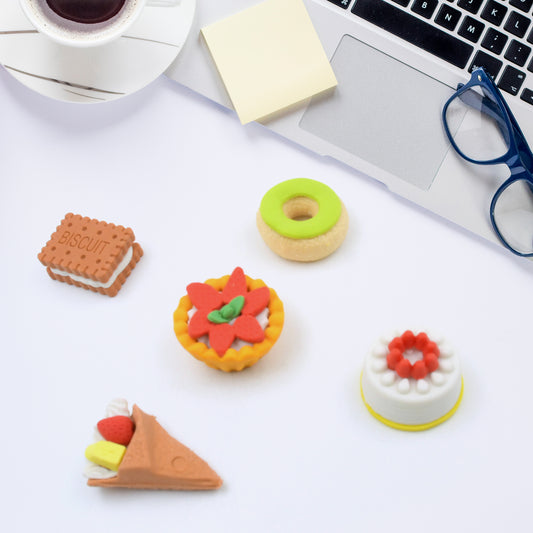 3D Fast Food Fancy  Stylish Colorful Erasers Mini Eraser Creative Cute Novelty Eraser For Children Different Designs Eraser Set For Return Gift Birthday Party School Prize Fast Food Set Eraser ( 5 Pc Set )