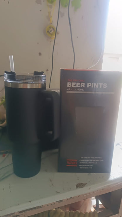 Premium 1200 ML Stainless Steel Vacuum Insulated Travel Mug with Straw and Handle (1200ML / 1 Pc)