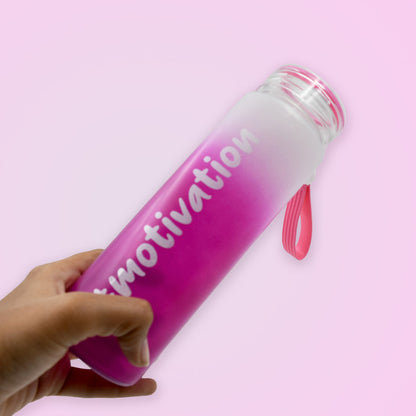 Motivational Glass Bottle Colorful Portable Water Glass Bottle With Rubber Banddaily Intake Hourly Water Bottle To Ensure You Drink Enough Water Throughout The Dayreusable Cycling Gym Workout Fitnessbottle(Approx 350 Ml)