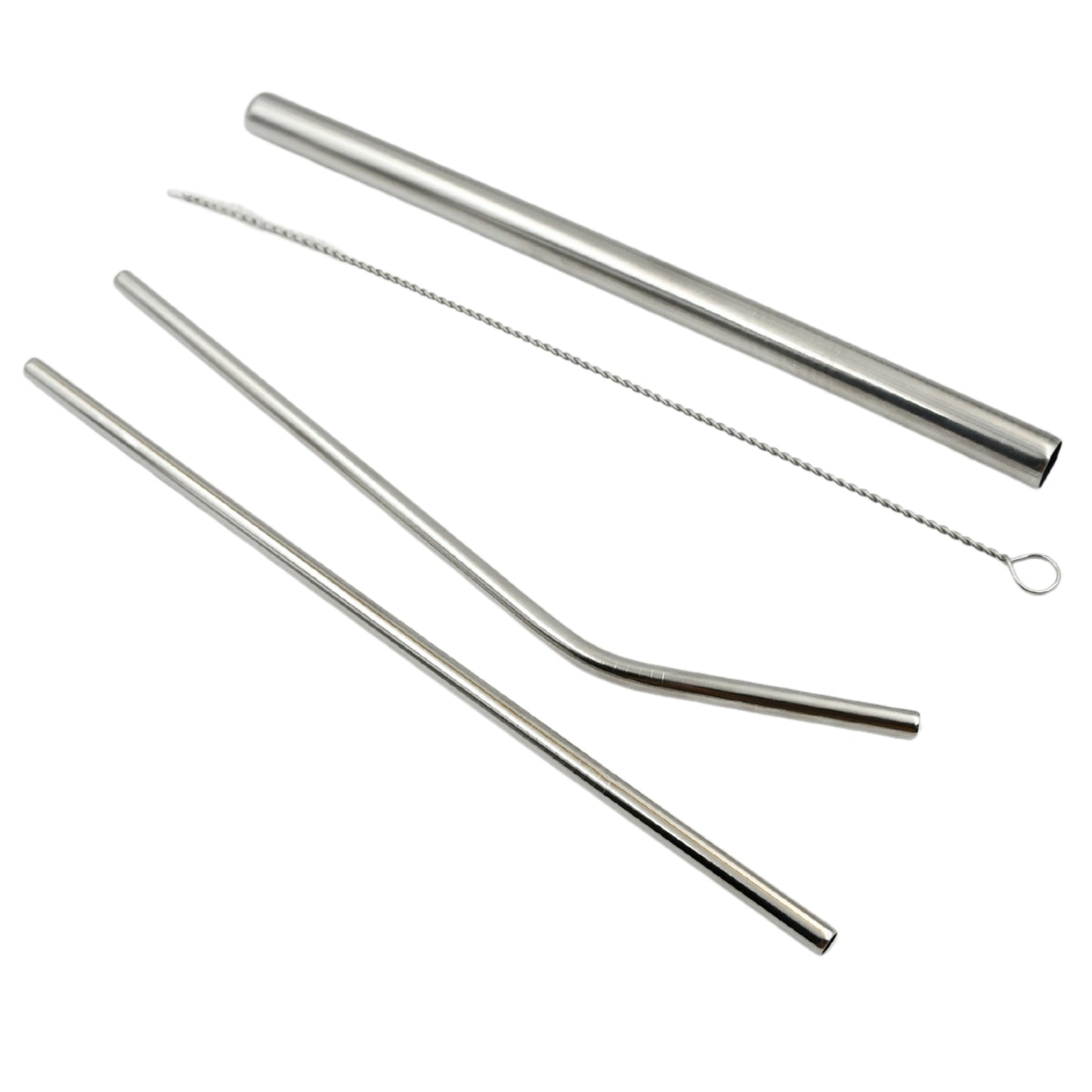 Reusable Stainless Steel Straws With Travel Case Cleaning Brush Eco Friendly Extra Long Metal Straws Drinking Set Of 4 (2 Straight Straws 1 Bent Straws 1 Brush)