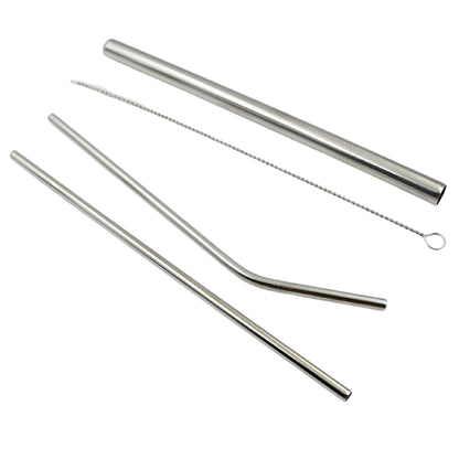 Reusable Stainless Steel Straws With Travel Case Cleaning Brush Eco Friendly Extra Long Metal Straws Drinking Set Of 4 (2 Straight Straws 1 Bent Straws 1 Brush)