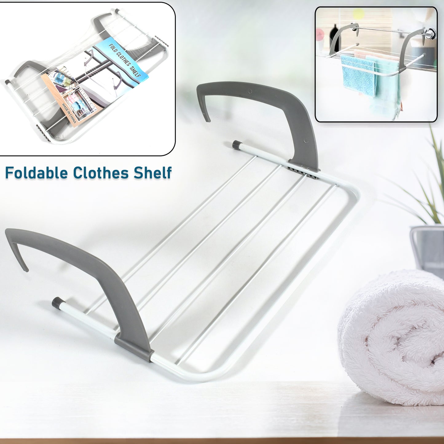 Metal Steel Folding Drying Rack For Clothes Balcony Laundry Hanger For Small Clothes Drying Hanger Metal Clothes Drying Stand Socks And Plant Storage Holder Outdoor  Indoor Clothes-Towel Drying Rack Hanging On The Door Bathroom