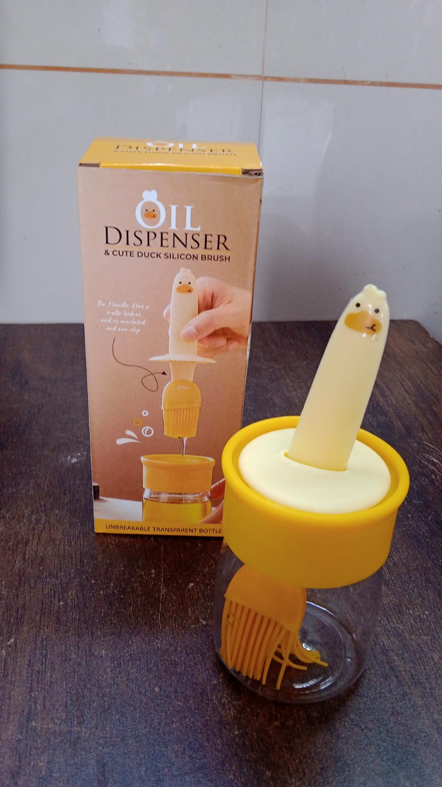 2 In1 Oil Dispenser Bottle With Silicone Basting Brush (1 Set)
