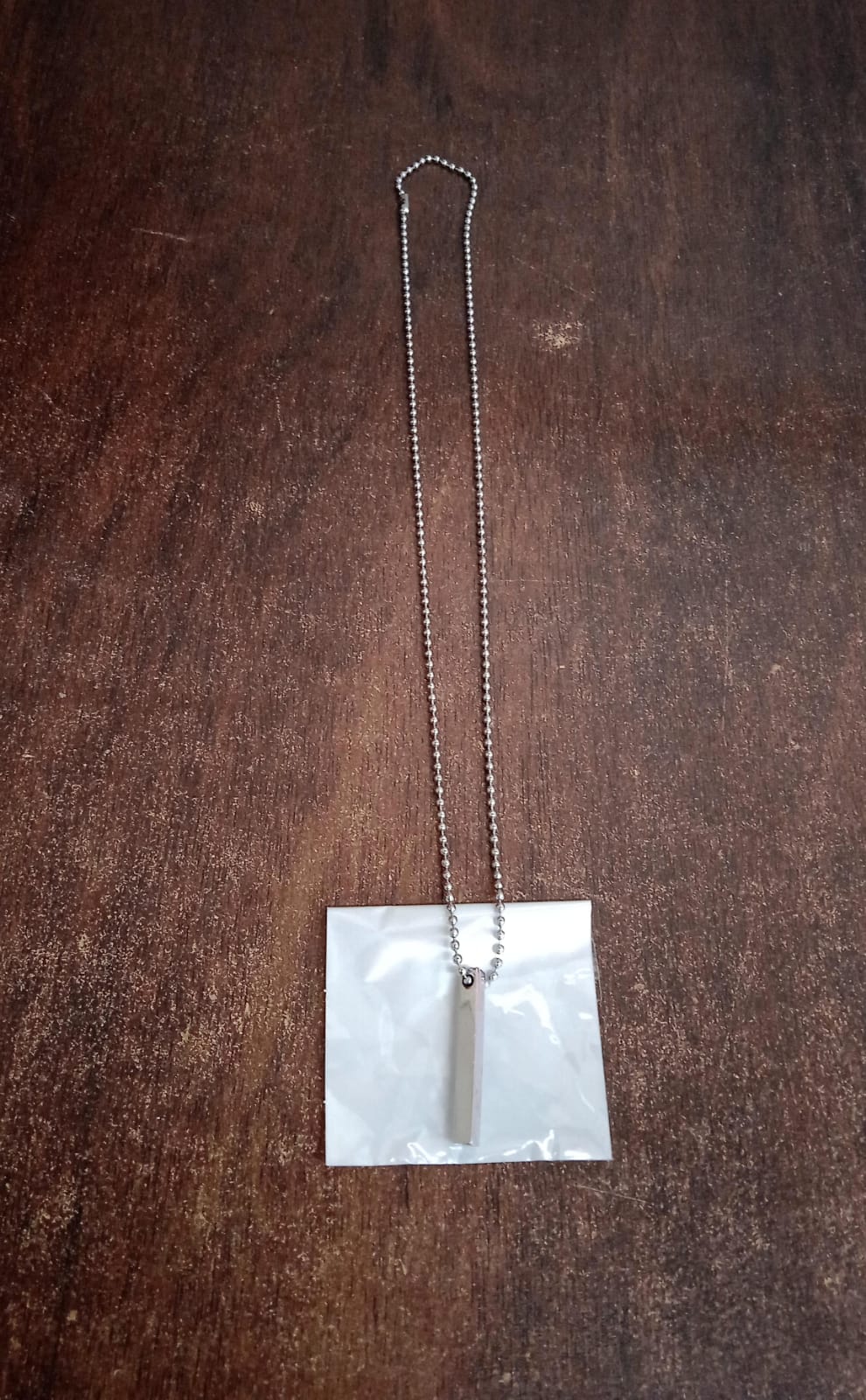 Plainstick Shape Locket With Chain Stainless Steel Necklace (1 Pc)