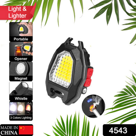 Portable Triangular Shaped Emergency Camping Flashlight With Cigarette Lighter Lumens Rechargeable Waterproof Portable Led Light Camping Keychain 6Lighting Modes With Strong Magnet 3 Color Lighting For Travel Camping Walking