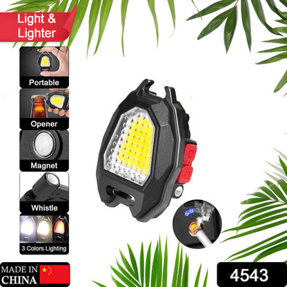 Portable Triangular Shaped Emergency Camping Flashlight With Cigarette Lighter Lumens Rechargeable Waterproof Portable Led Light Camping Keychain 6Lighting Modes With Strong Magnet 3 Color Lighting For Travel Camping Walking