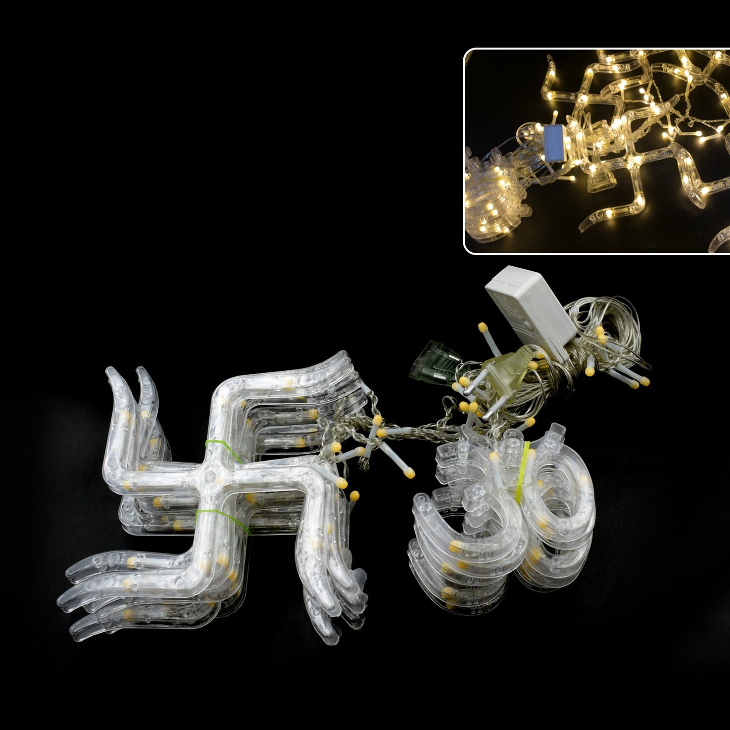 Swastik Om Curtain Decorative Lights String Lights With 12 Hanging Props138 Led Diwali Decoration Items For Home Decor Night Light Room Lights For Bedroom Balcony Decor.