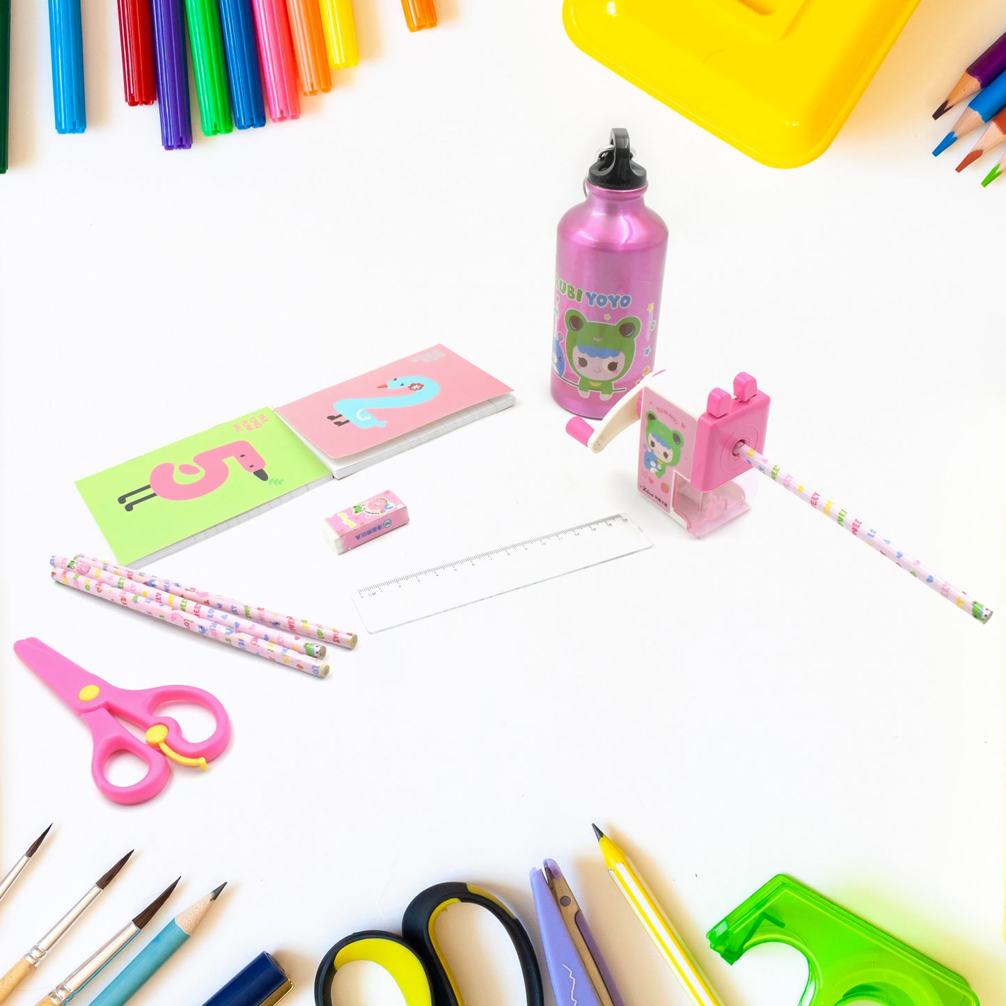 12 Pcs Stationery Kit 1 Pencil Box Compass Box 1 Eraser 1 Scissors 1 Ruler 4 Pencil 2 Diary 1 Bottle 1 Sharpener Stationary Set For Kids Birthday Return Gifts For Kids Stationary Gift Set (12 Pcs Set)