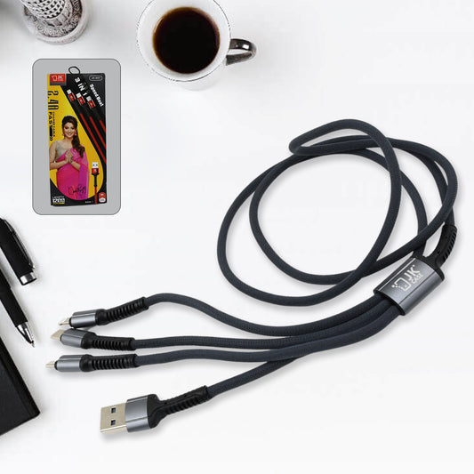 3 In1 Multi Super Fast Charging Cable (1 Pc  1200 Mm)