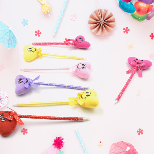 Cute Cartoon Shape  Heart Design Facy Writting Pen Attached Rattle  Ball Pen Smooth Writing For Wedding  Events  Multiuse Pen  Best Pen L Use For Kids (12 Pcs Set Mix Design  Color)
