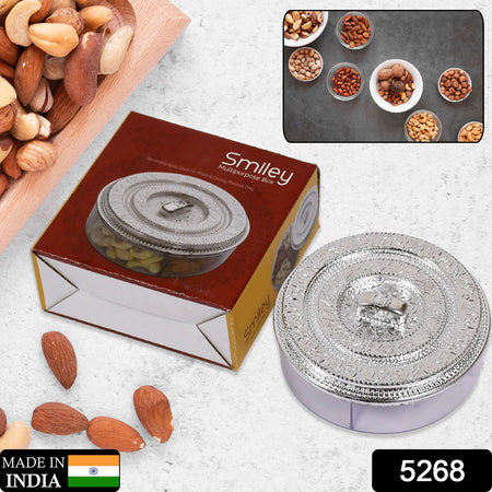 Round Smiley Multi Purpose 4 Compartment Box For Home  Kitchen Use